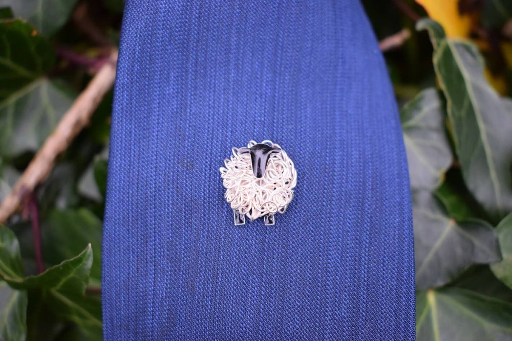 Silver sheep tie pin - FreshFleeces, suffolk sheep badge, suffolk sheep pin, suffolk sheep present for men, suffolk sheep wedding present, sheep gift for vet, present for vet, gift for farmer, gift for shepherd, suffolk sheep birthday present