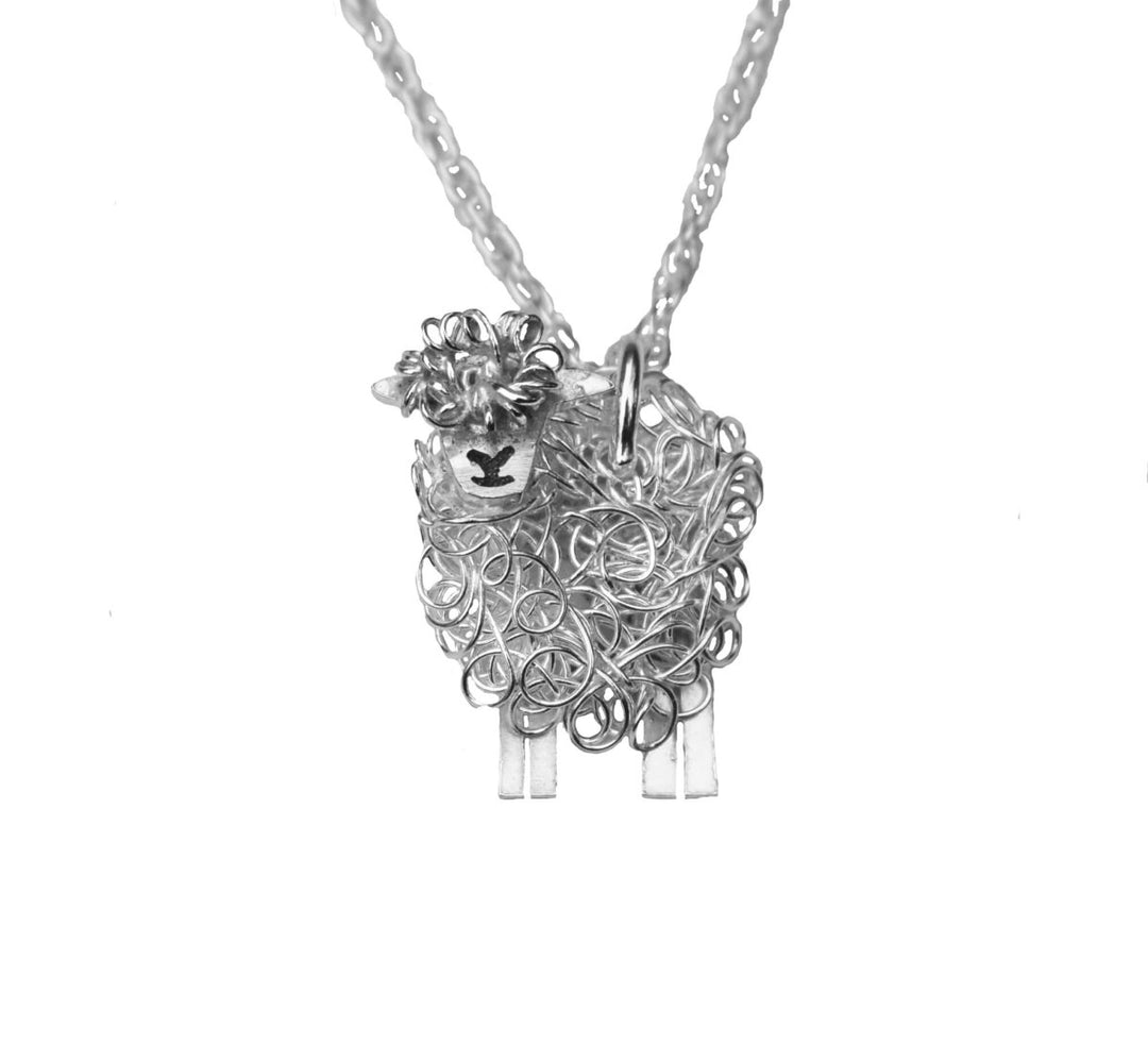 Silver Southdown sheep pendant necklace - FreshFleeces, southdown sheep jewellery, southdown sheep gift, southdown sheep jewelry, southdown sheep present for woman, southdown sheep birthday present, silver southdown sheep