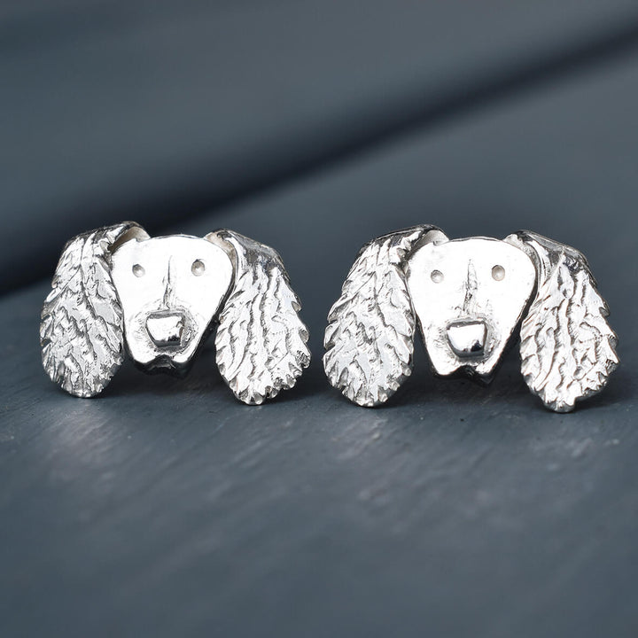 springer spaniel earrings, silver dog earrings, stud dog earrings, stud dog earrings, spaniel gift for woman, spaniel jewellery, silver dog jewellery