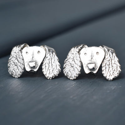 springer spaniel earrings, silver dog earrings, stud dog earrings, stud dog earrings, spaniel gift for woman, spaniel jewellery, silver dog jewellery