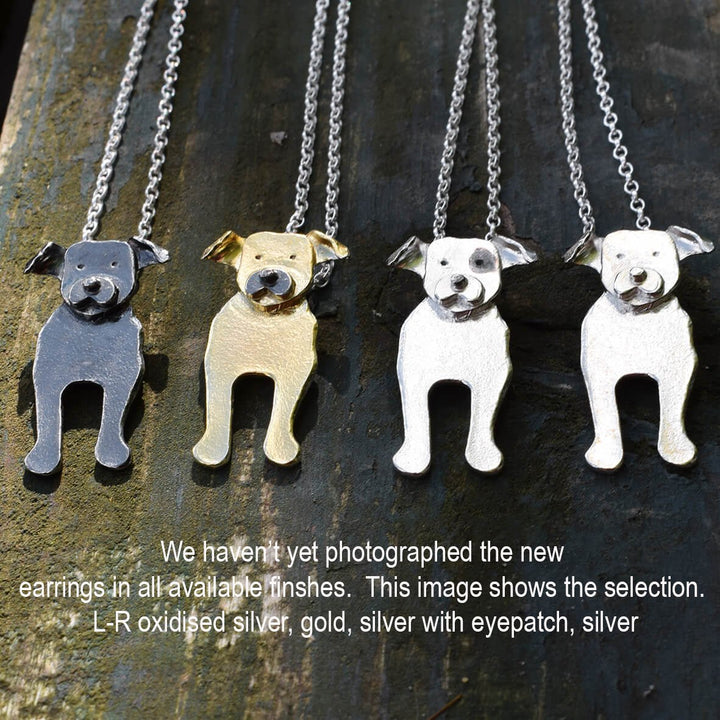 Silver Staffordshire Bull Terrier Drop Earrings