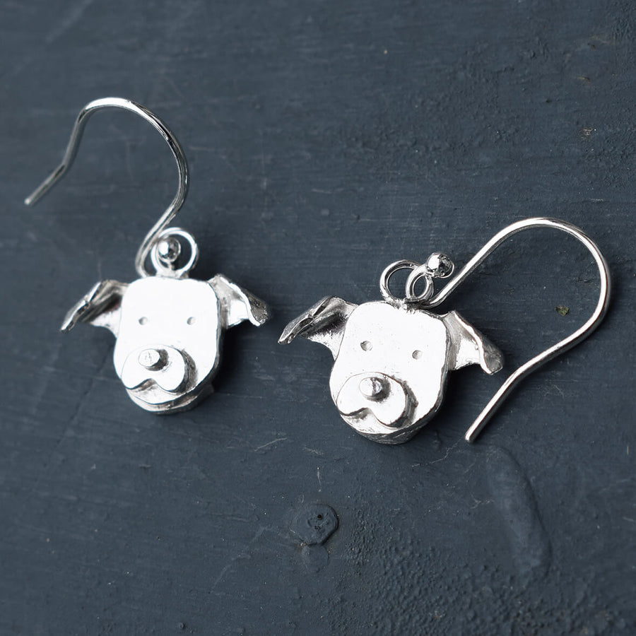 staffy earrings, staffordshire bull terrier earrings, staffie earrings, silver dog earrings, staffy jewellery, silver dog jewellery