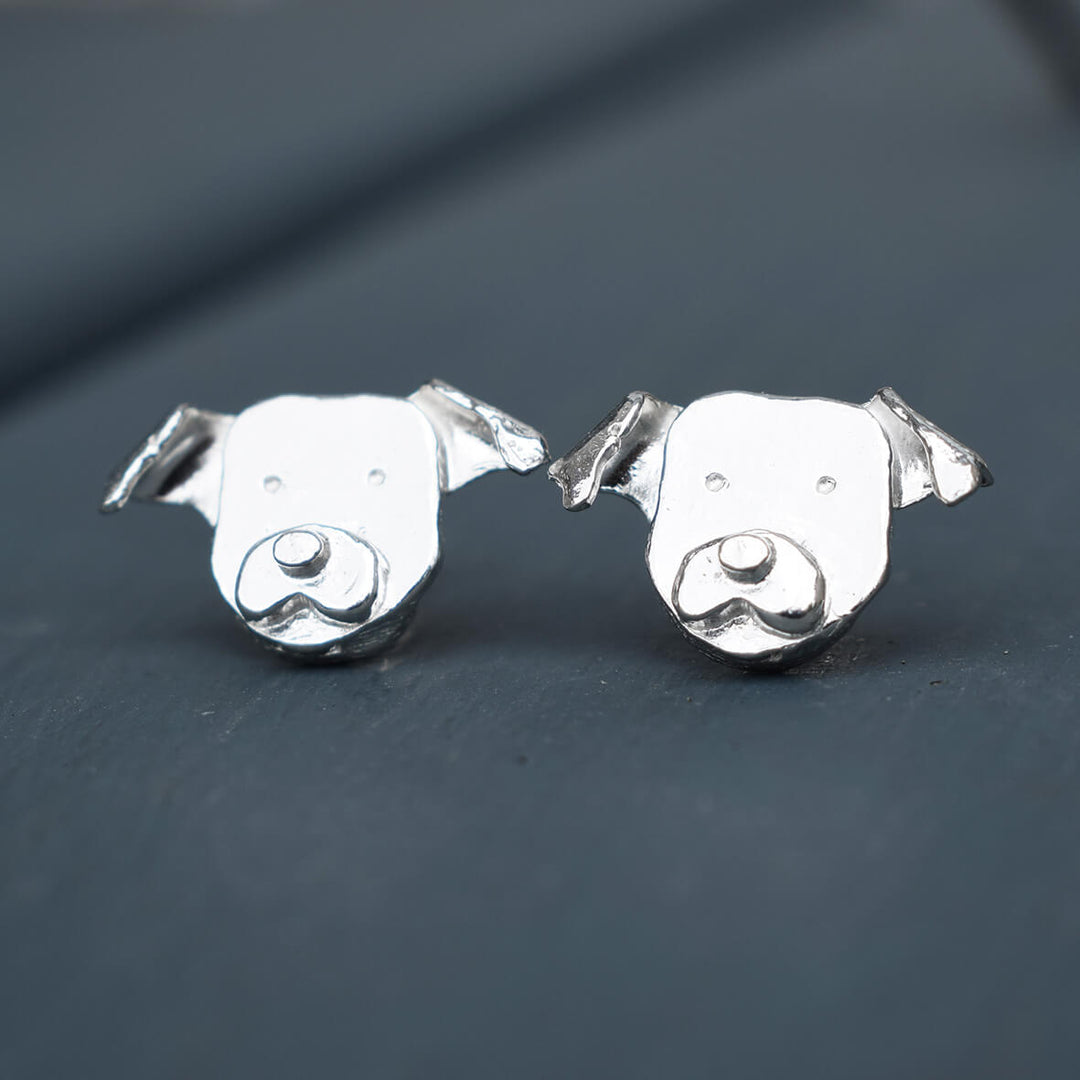 staffie earrings, Staffordshire Bull Terrier earrings, silver dog earrings, dog stud earrings, Staffordshire Bull Terrier gift for woman, staffie present for her