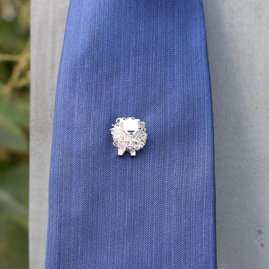 Silver Texel sheep tie pin - FreshFleeces, texel sheep jewellery, texel sheep badge, texel sheep jewelry, texel sheep tie, texel sheep gift, texel sheep present, silver texel sheep