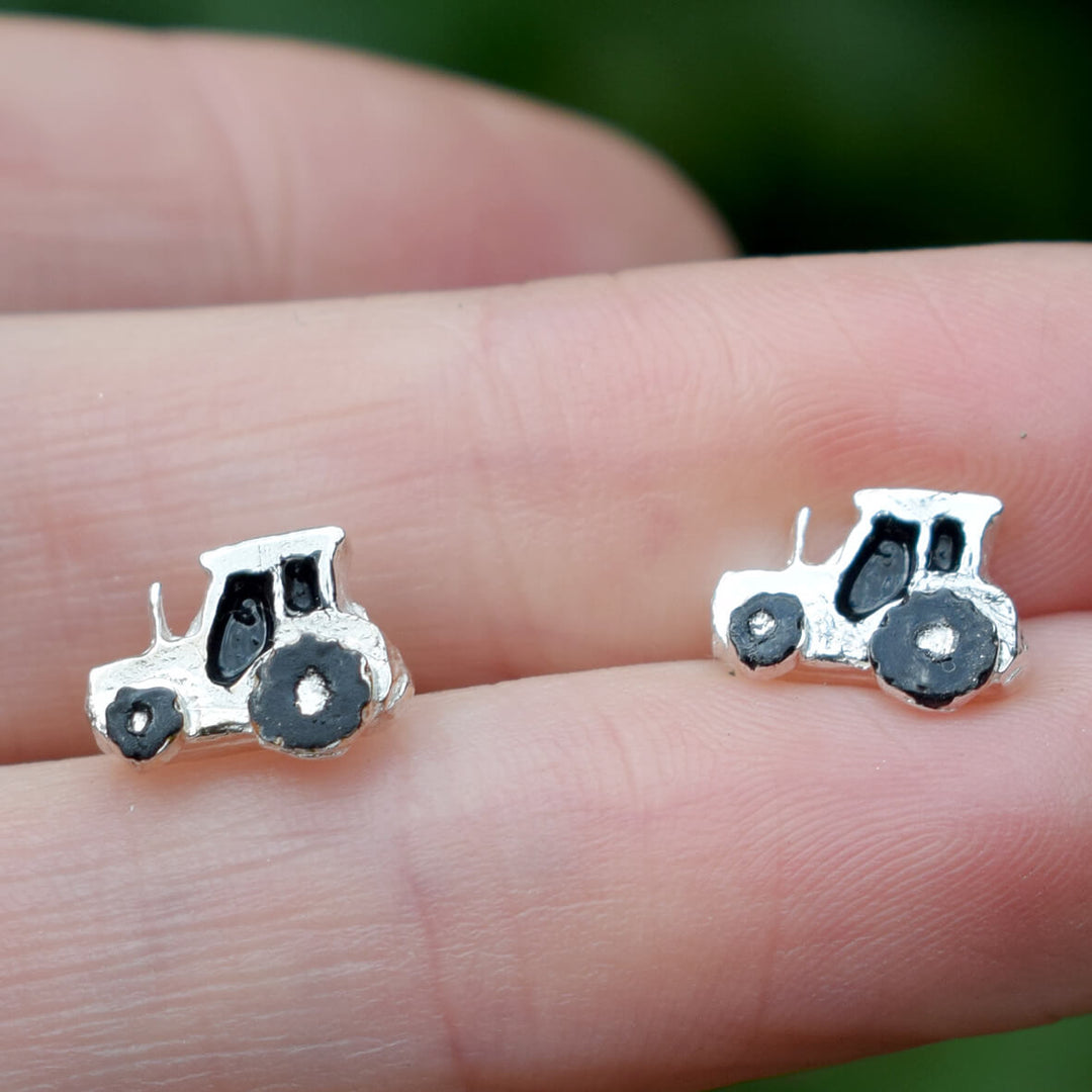 tractor earrings, gift for tractor lover, silver tractor earrings, tractor jewellery