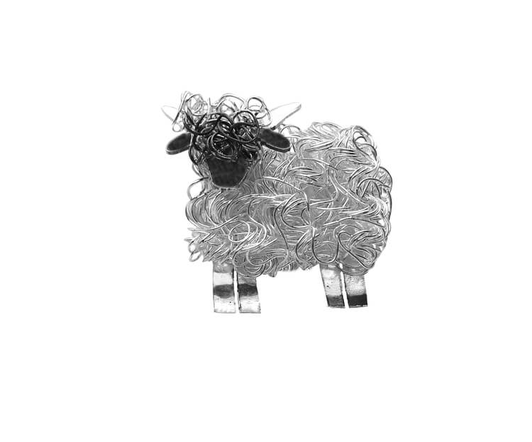 Silver Valais Blacknose sheep brooch - Fresh Fleeces, valais Blacknose jewellery, valais blacknose jewelry, swiss sheep jewellery, switzerland sheep jewellery, valais blacknose gift, swiss sheep jewellery gift, valais blacknose pin, valais blacknose badge, silver valais blacknose sheep