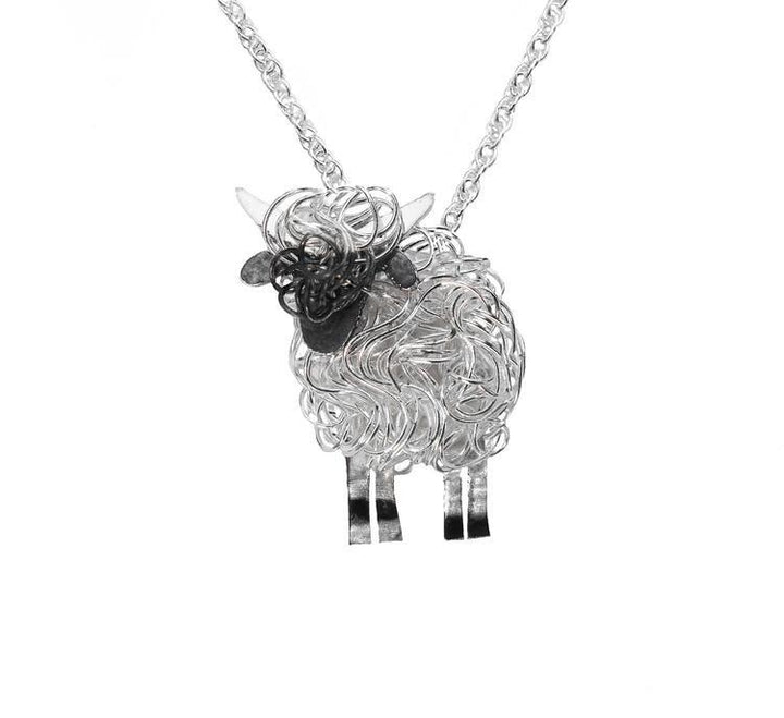 Silver Valais Blacknose sheep necklace - Fresh Fleeces, valais blacknose jewellery, valais blacknose sheep gift, silver valais blacknose sheep, valais blacknose sheep jewelry, valais blacknose gift, swiss sheep necklace, switzerland sheep necklace