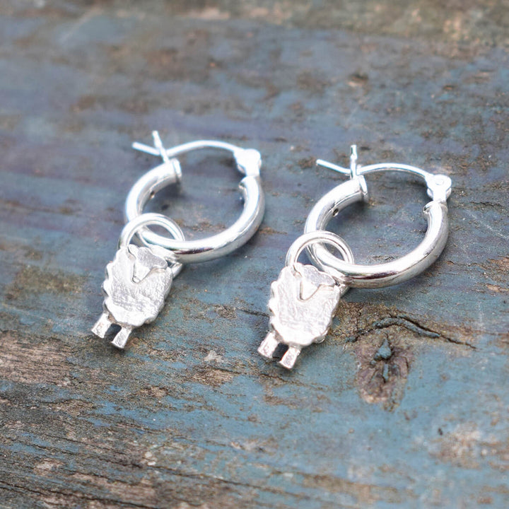 silver sheep earrings, silver sheep jewellery, sheep gift for wife, sheep present for woman, farm jewellery gift for farmer