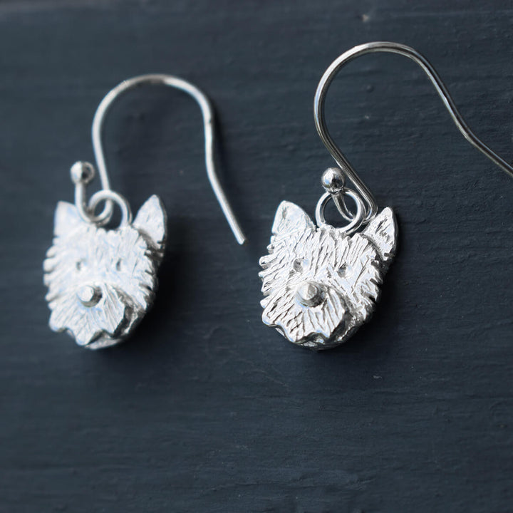 Yorkshire Terrier earrings, silver Yorkshire Terrier earrings, Yorkshire Terrier jewellery, silver dog earrings, dangly silver dog earrings, Yorkshire Terrier gift for woman, Yorkshire Terrier present for wife, Yorkshire Terrier memorial