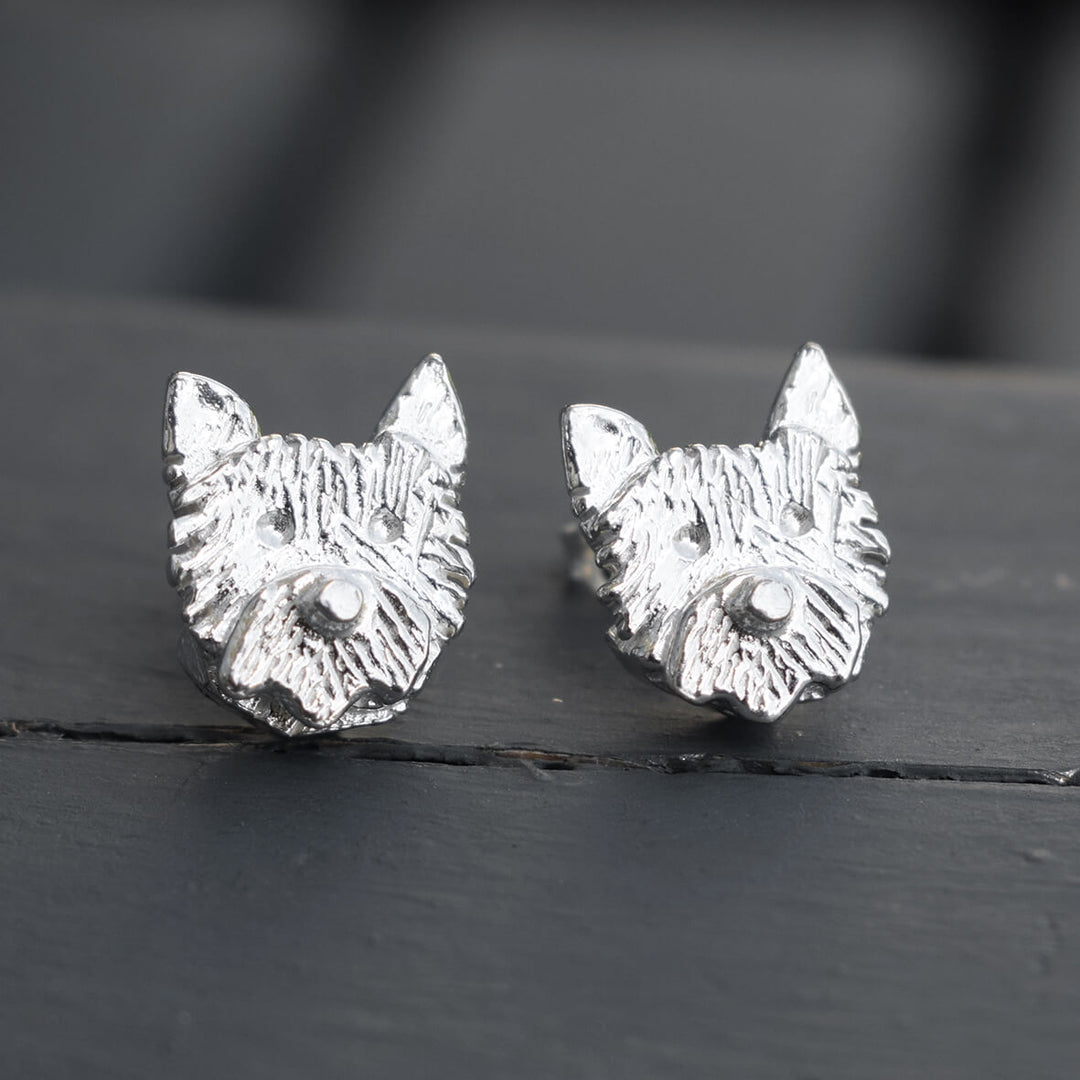 Yorkshire Terrier earrings, silver Yorkshire Terrier earrings, Yorkshire Terrier jewellery, silver dog earrings, stud silver dog earrings, Yorkshire Terrier gift for woman, Yorkshire Terrier present for wife, Yorkshire Terrier memorial