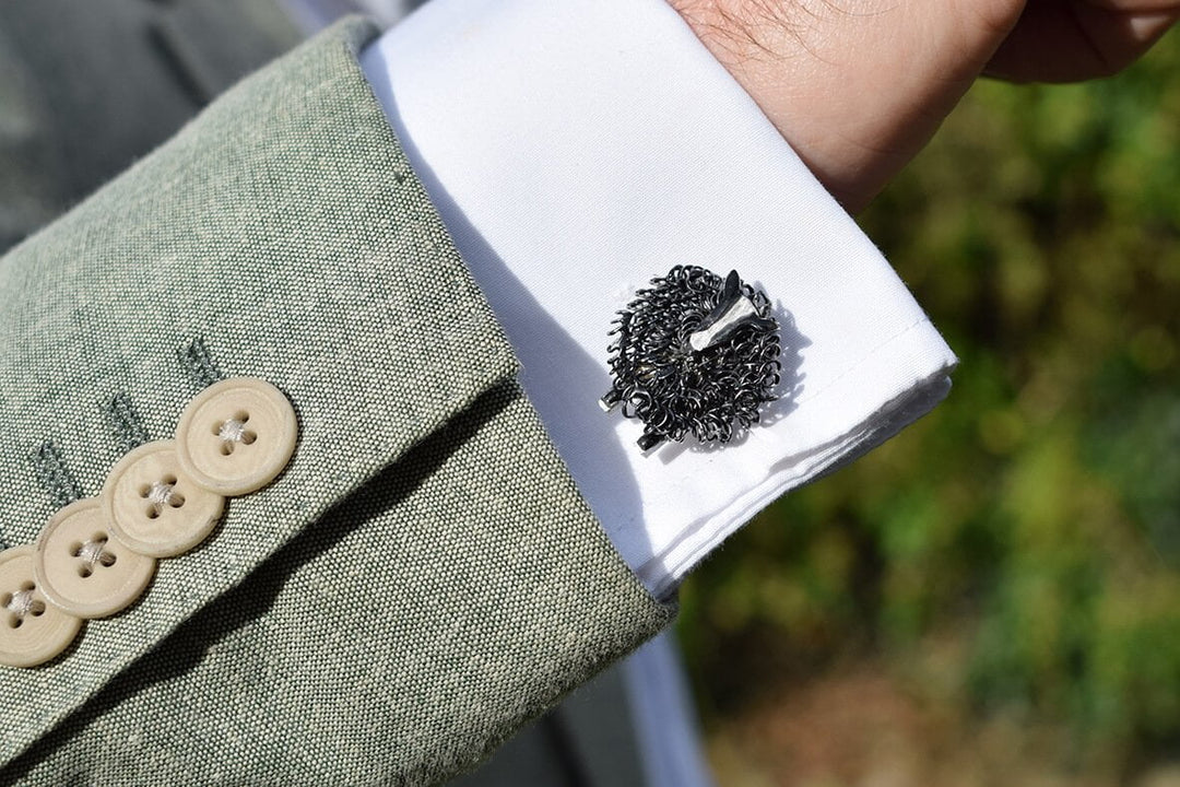 Silver Zwartbles sheep cufflinks - Fresh Fleeces, zwartbles sheep jewellery, zwartbles sheep jewelry, zwartbles sheep gift for man, black and white sheep cufflinks, zwartbles sheep present