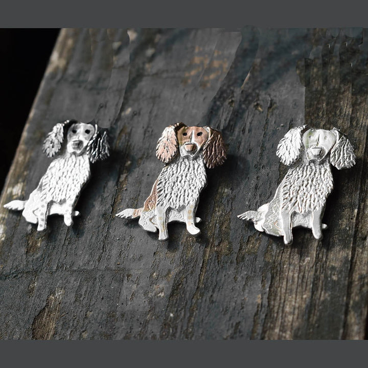 springer spaniel brooch, silver dog brooch, springer spaniel gift for woman, springer spaniel present for wife, springer spaniel lover present