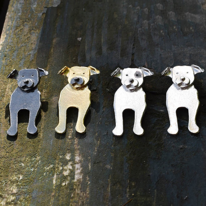 staffy brooch, staffie brooch, staffordshire bull terrier brooch, silver dog brooch, gift for staffy lover, staffie present for woman, dog brooch