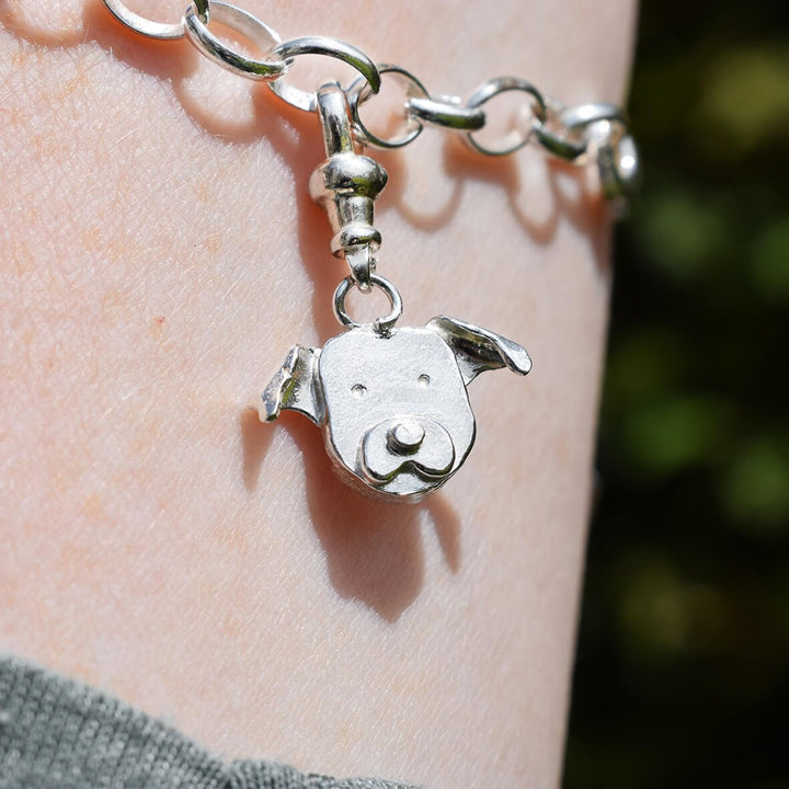 Staffordshire Bull Terrier charm, Staffordshire Bull Terrier bracelet, staffy charm, staffie charm, silver dog charm, silver dog bracelet, quality Staffordshire Bull Terrier gift