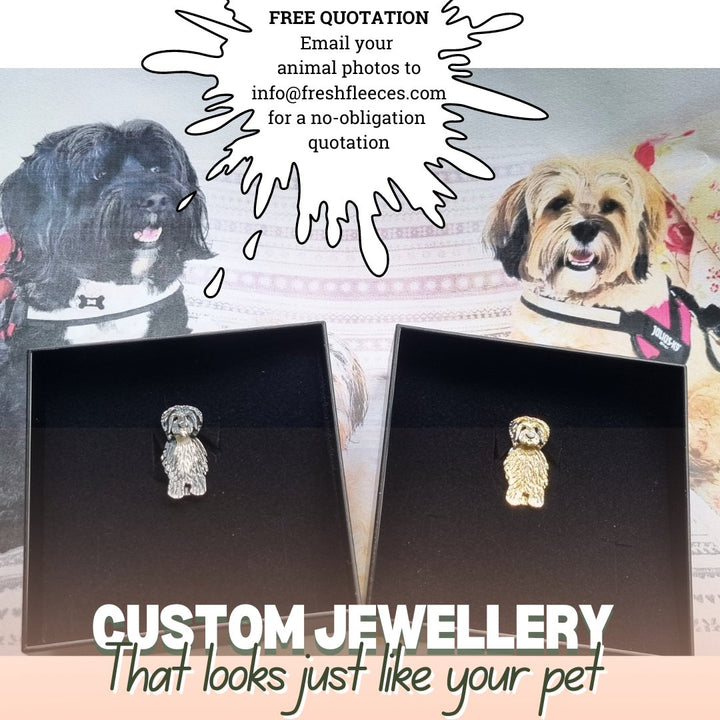 custom pet jewellery, custom anumail jewellery, pet memorial jewellery, pet memorials, jewellery that looks like my dog