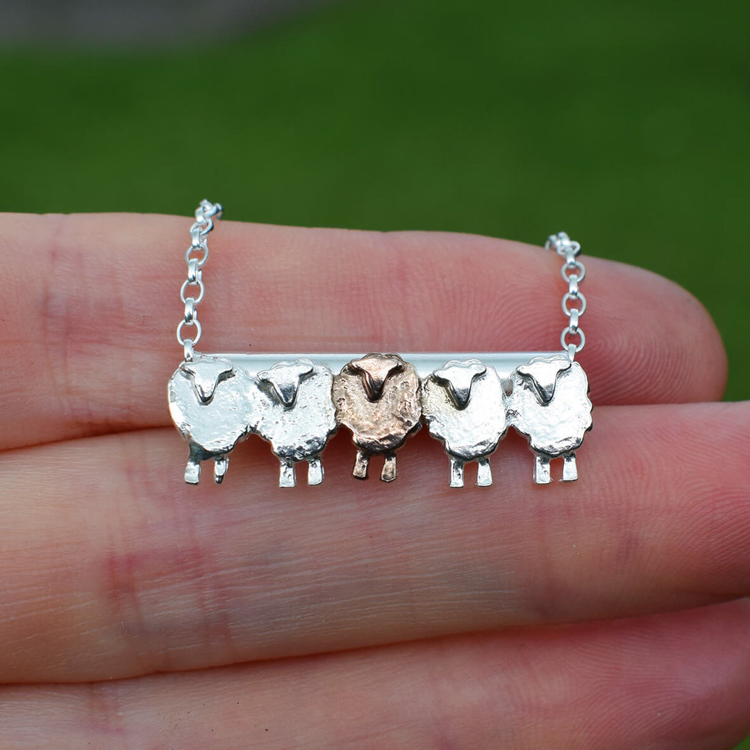 Silver Sheep Necklace, stand Out Jewellery, Individuality Symbol, Empowering necklace ,Gifts Of Inspiration, Unconventional Style, Distinct Pathways, Gifts From The Heart, Jewellery With Meaning ,Symbol Of Courage, Empowerment Charm, Jewellery With Message, flock of sheep necklace, sheep gift for daughter 