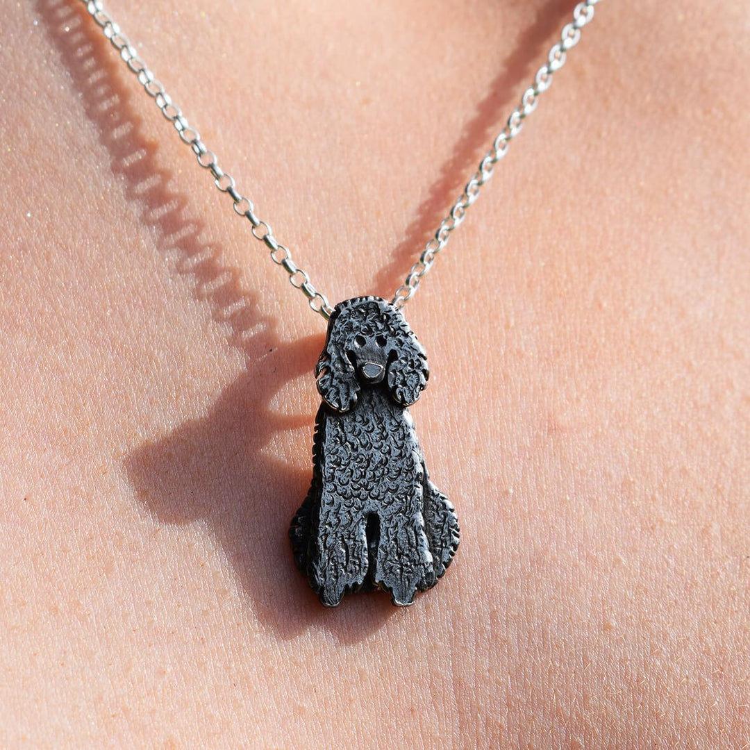 poodle necklace, black dog necklace, poodle pendant, poodle jewellery, silver poodle, black poodle gift, poodle gift for her, poodle present for woman, dog jewellery, dog necklace, dog pendant