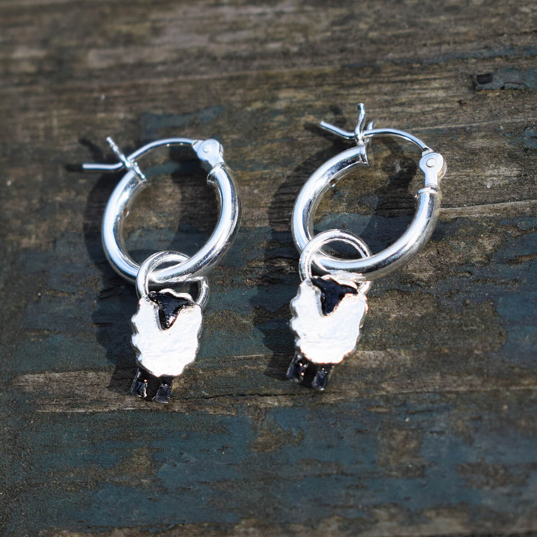 suffolk sheep gift, shaun the sheep earrings,, sheep earrings, silver sheep earrings, sterling silver sheep gift, sheep jewellery, farm jewellery