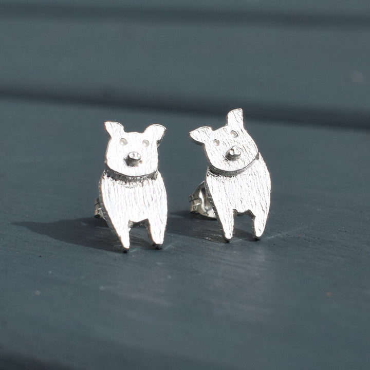 silver pig earrings, pig stud earrins, pig jewellery, pig gift for her, pig christmas present, pig present for wife, pig gift for girlfriend